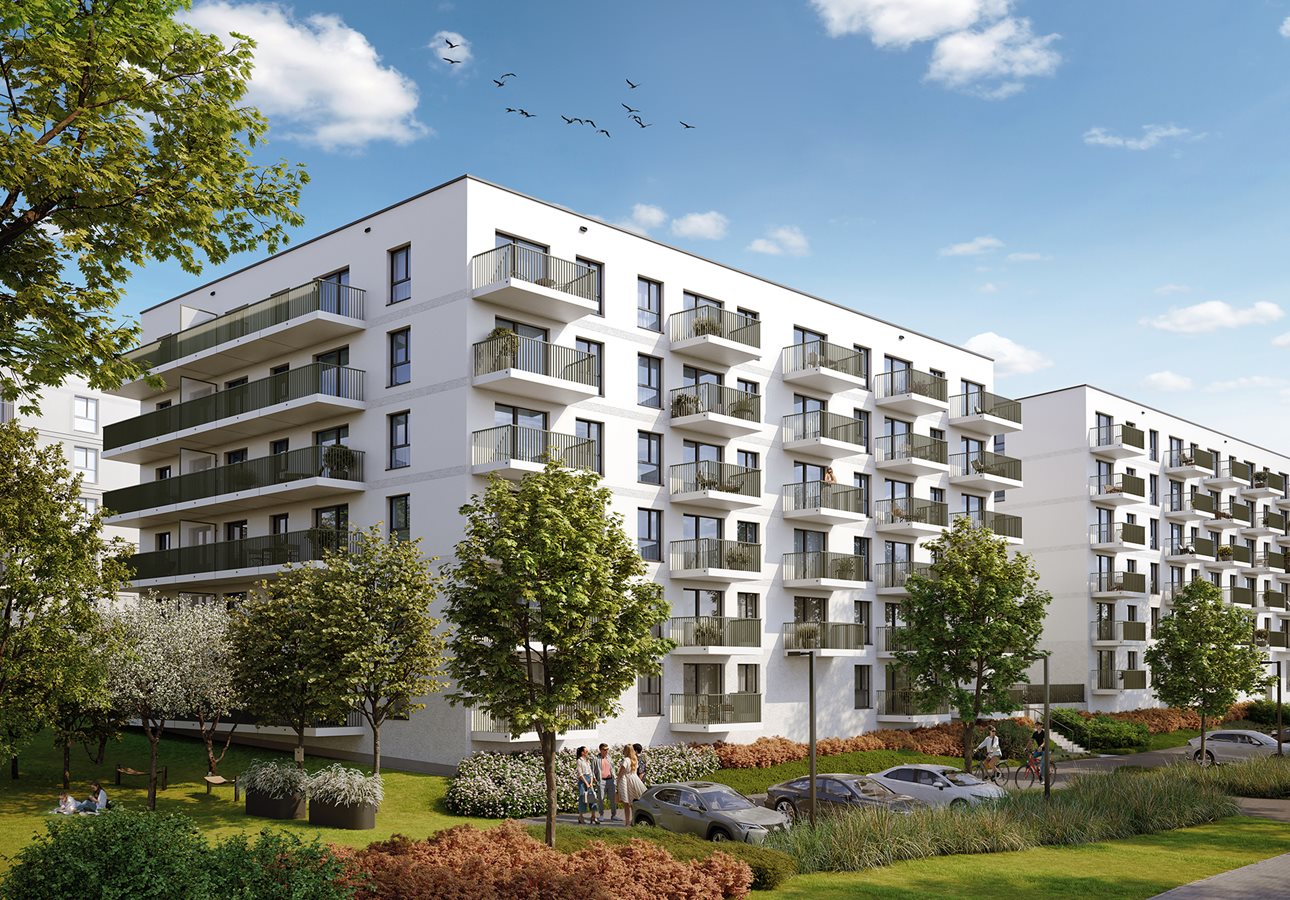 Osiedle Górka Narodowa - Etap 5_1 - Widok na elewacje budynku A i B