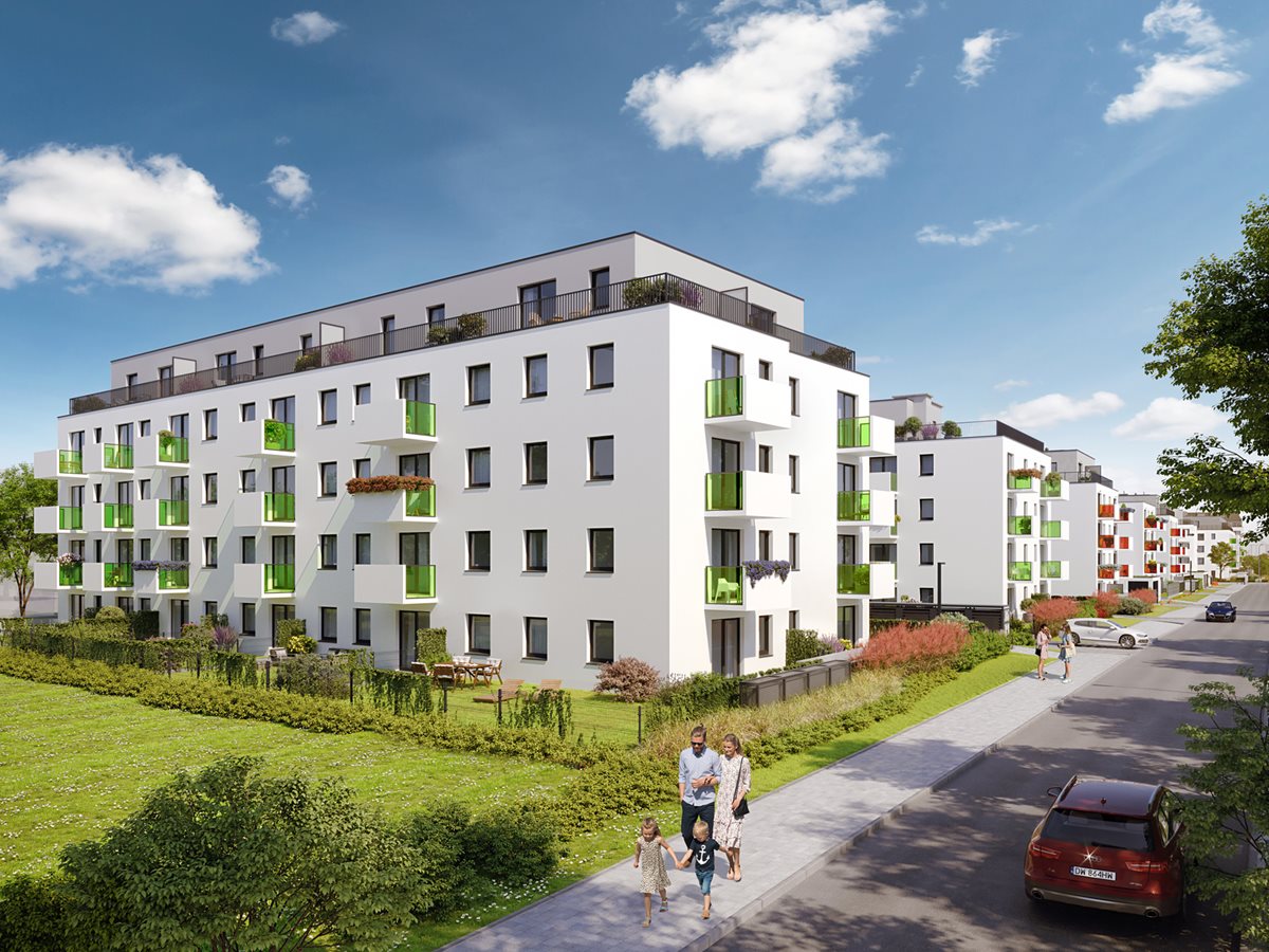 Osiedle Komedy - Etap 5, widok na budynek od strony ul. B. Artemskiej 