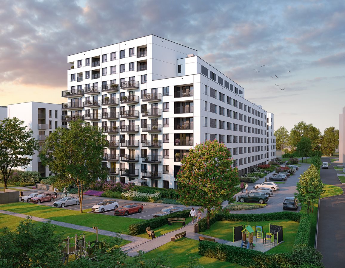 29 Aleja Widok na budynek E - wieczorna