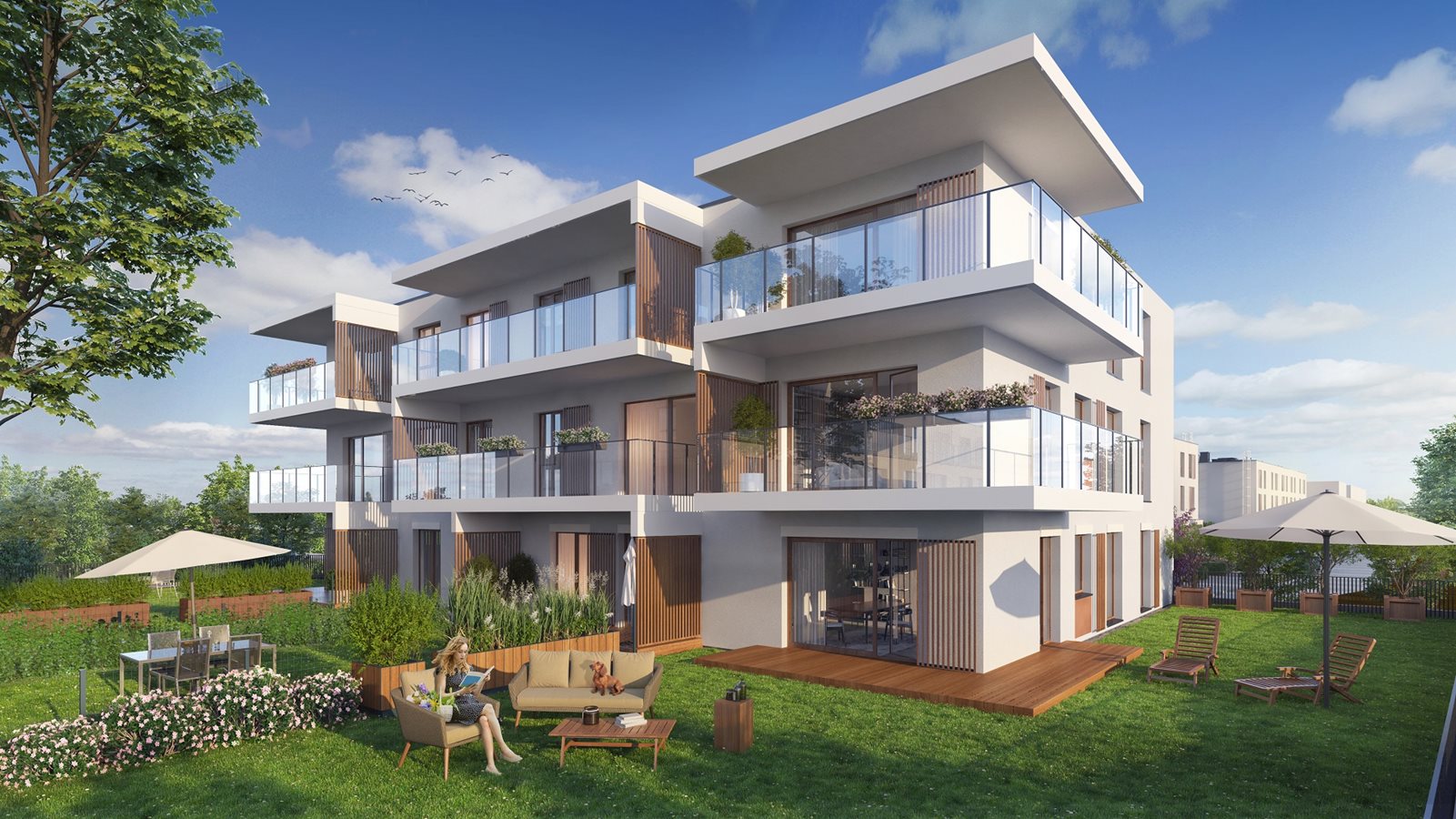 Apartamenty Białej Koniczyny - Widok na ogródek budynku F