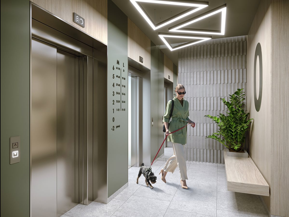 Osiedle przy Wielickiej - Widok na hall windowy w budynku A