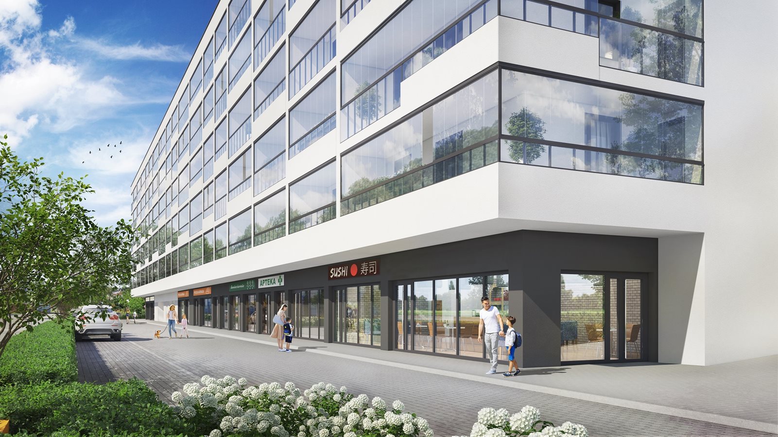 Osiedle przy Alejach - Widok na lokale usługowe