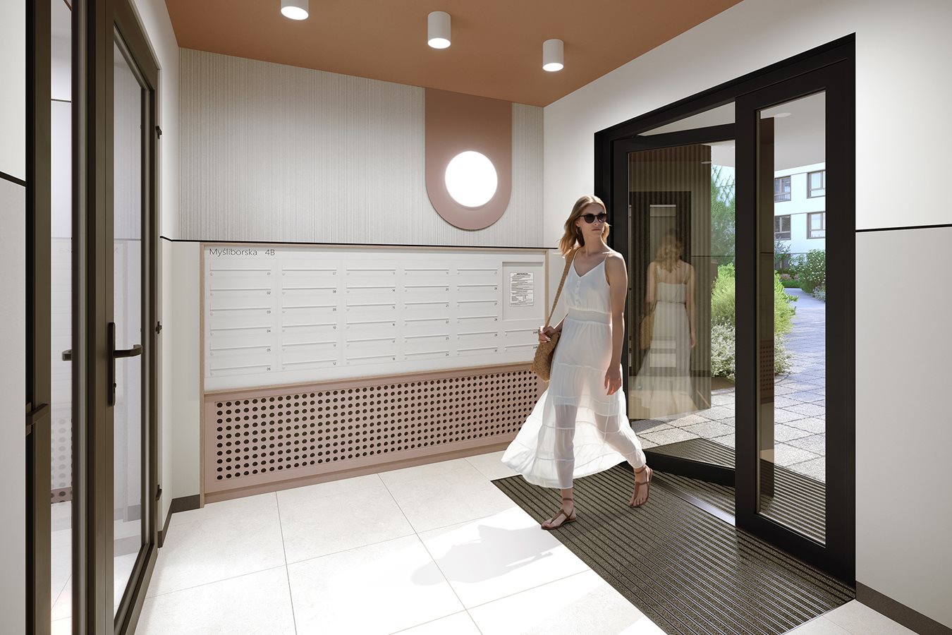 Osiedle Myśliborska - widok na wejście do budynku