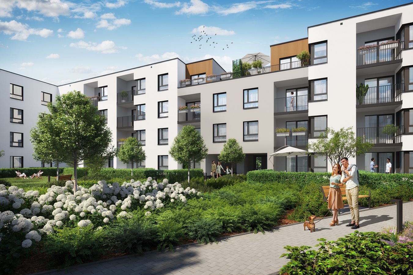 Osiedle Wilno 7 etap 3 - Widok na budynek C i zielone części wspólne