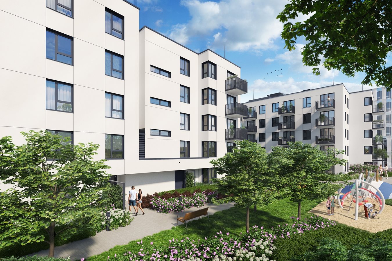 Osiedle przy Alejach - Etap 2 - Widok na zielone patio przy budynku C i plac zabaw