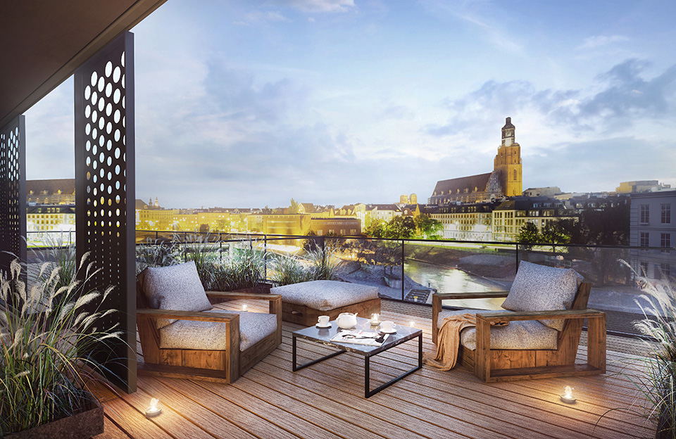 Apartamenty Księcia Witolda - Widok z tarasu na Stare Miasto