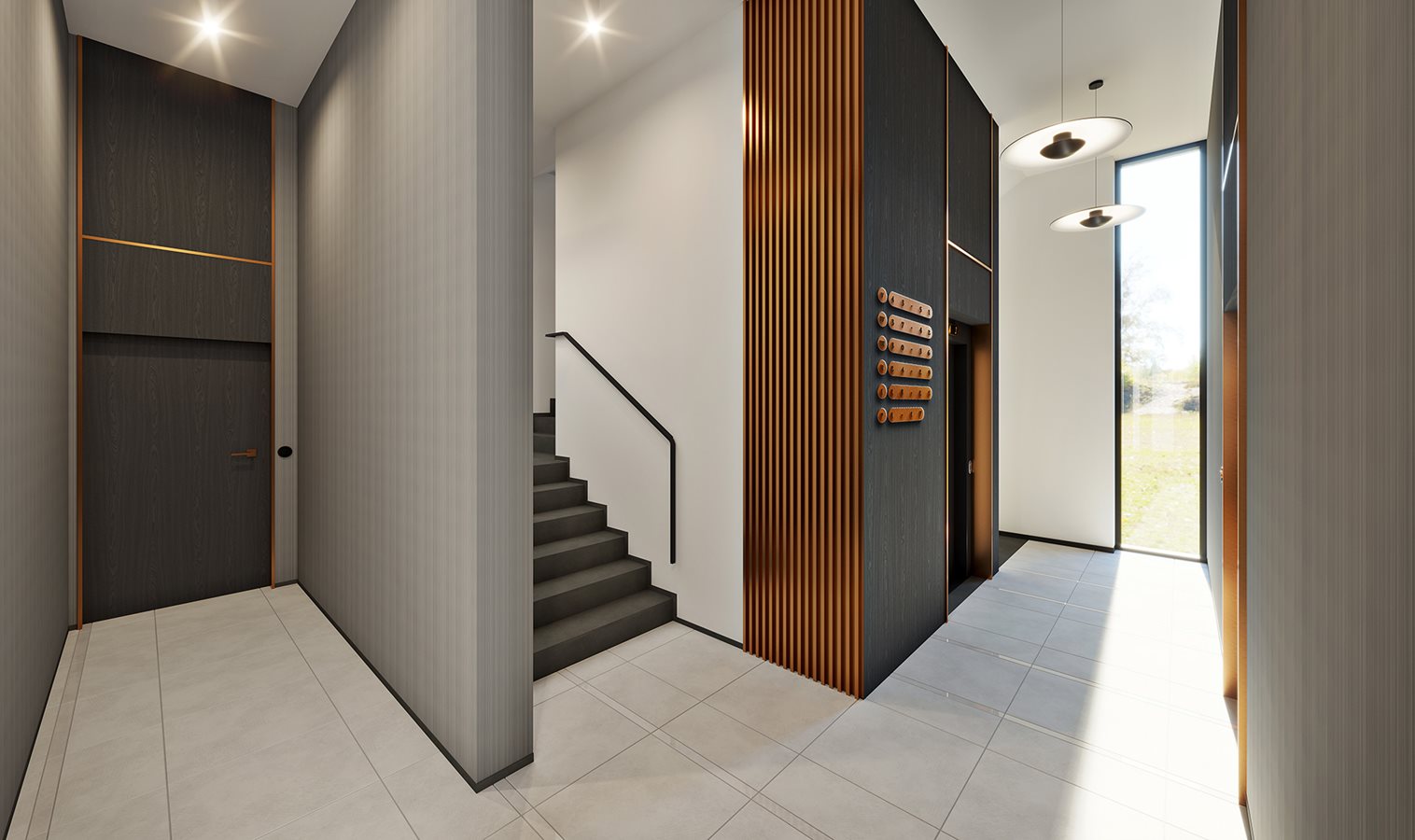 Apartamenty Rudnickiego - Widok na wejście hall z windą