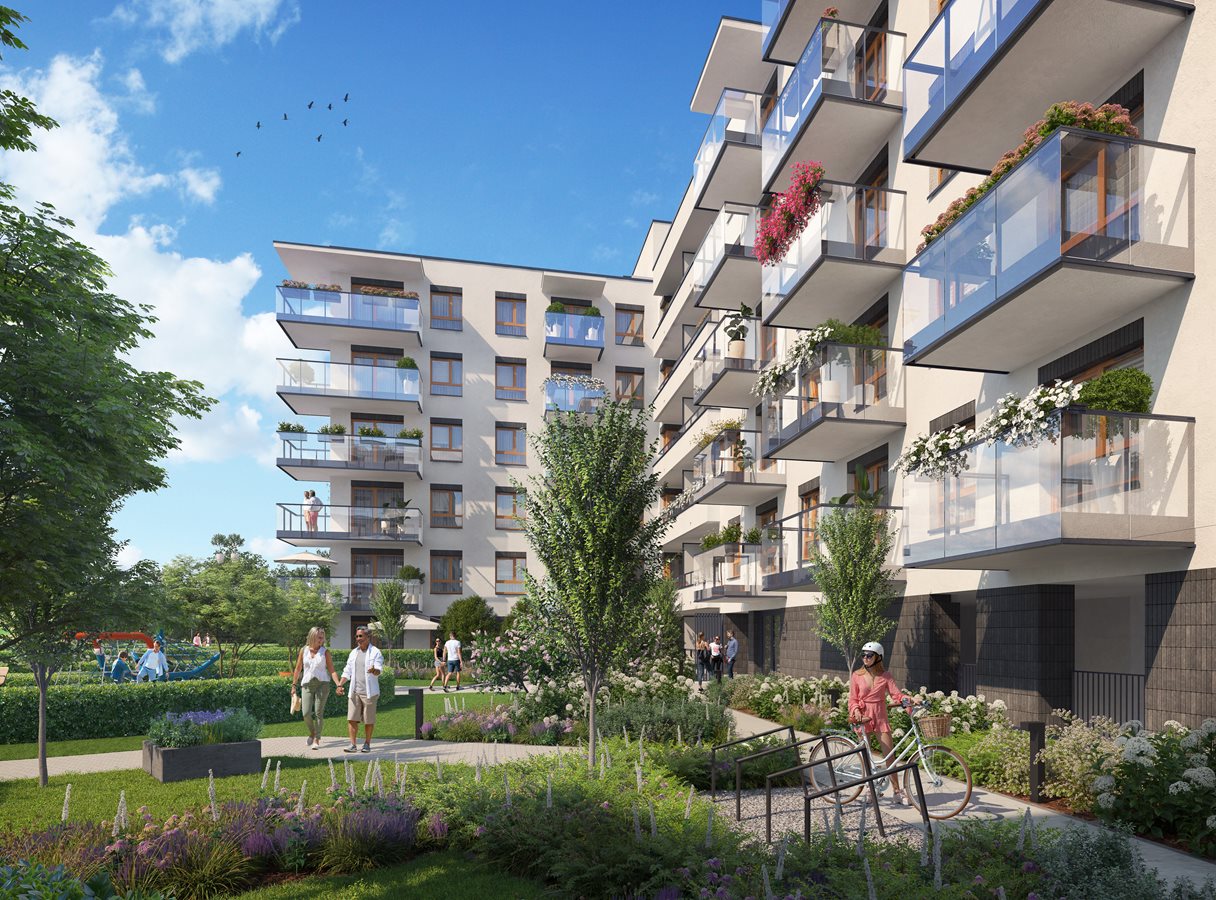 Osiedle Urbino - Etap 4.3 - Zielone patio ze stojakami na rowery