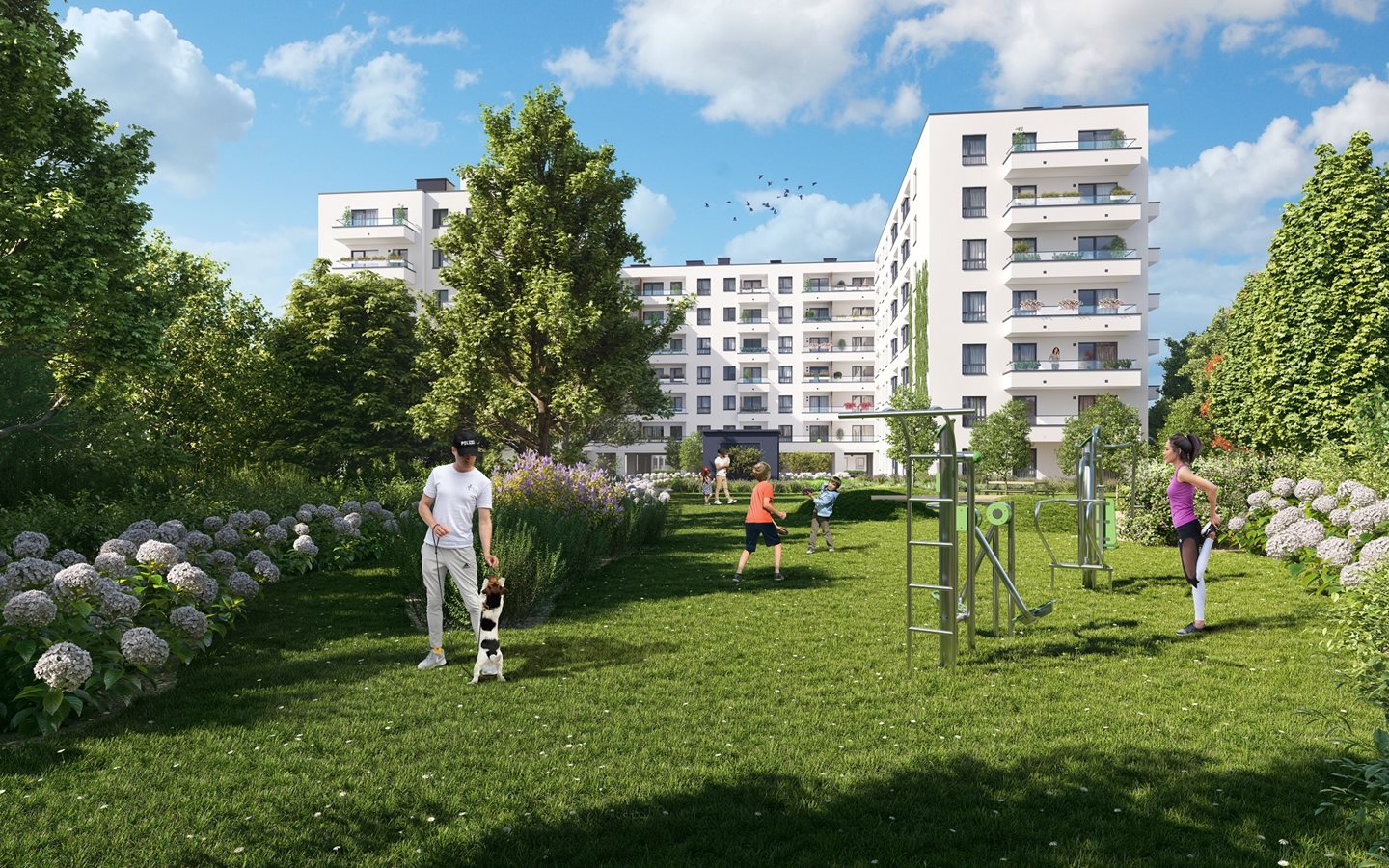 Osiedle Urbino - Etap 1.4 - Widok na siłownię plenerową