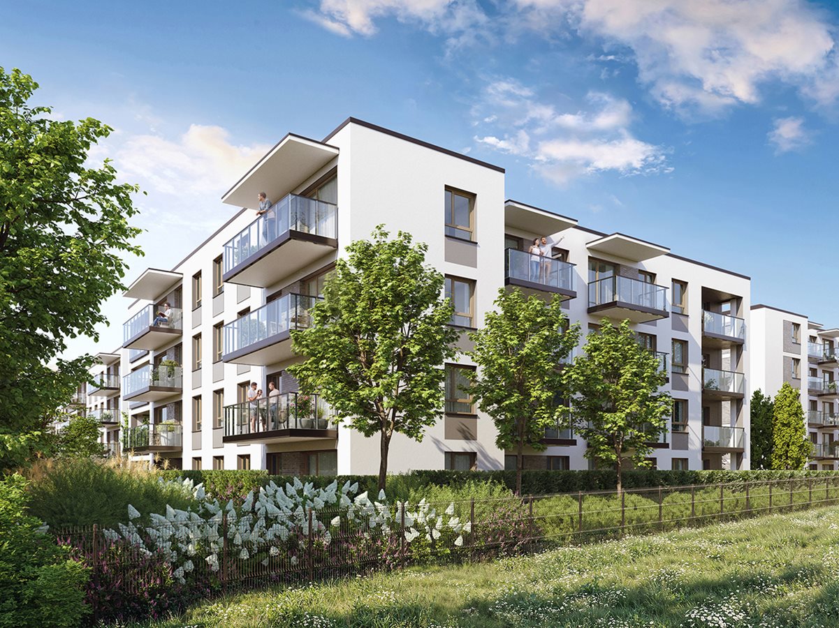 Apartamenty Myśliborska Park - widok na elewację budynku G