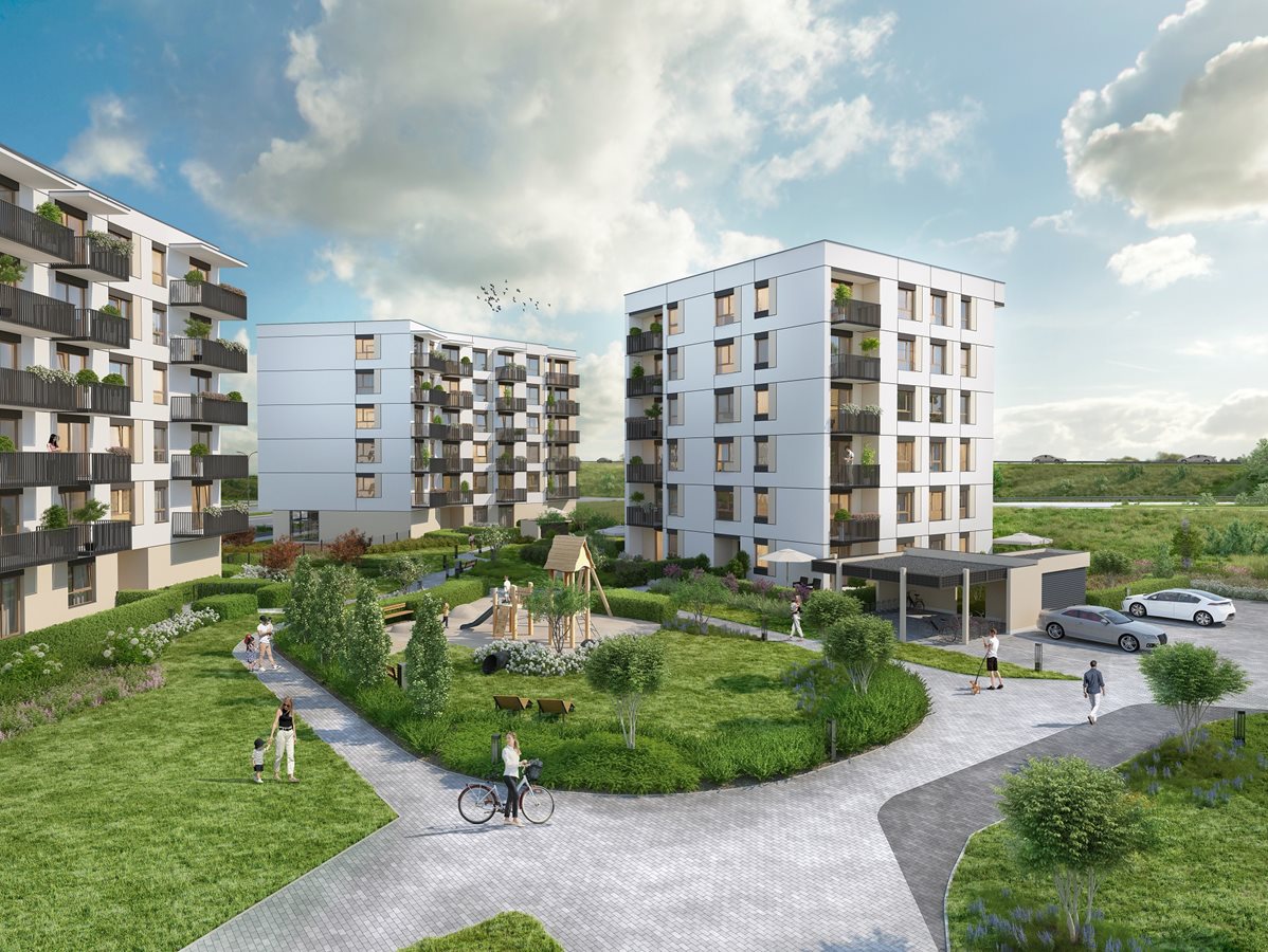Osiedle Harmonia Mokotów - etap 1 - Widok na budynki A, B i C