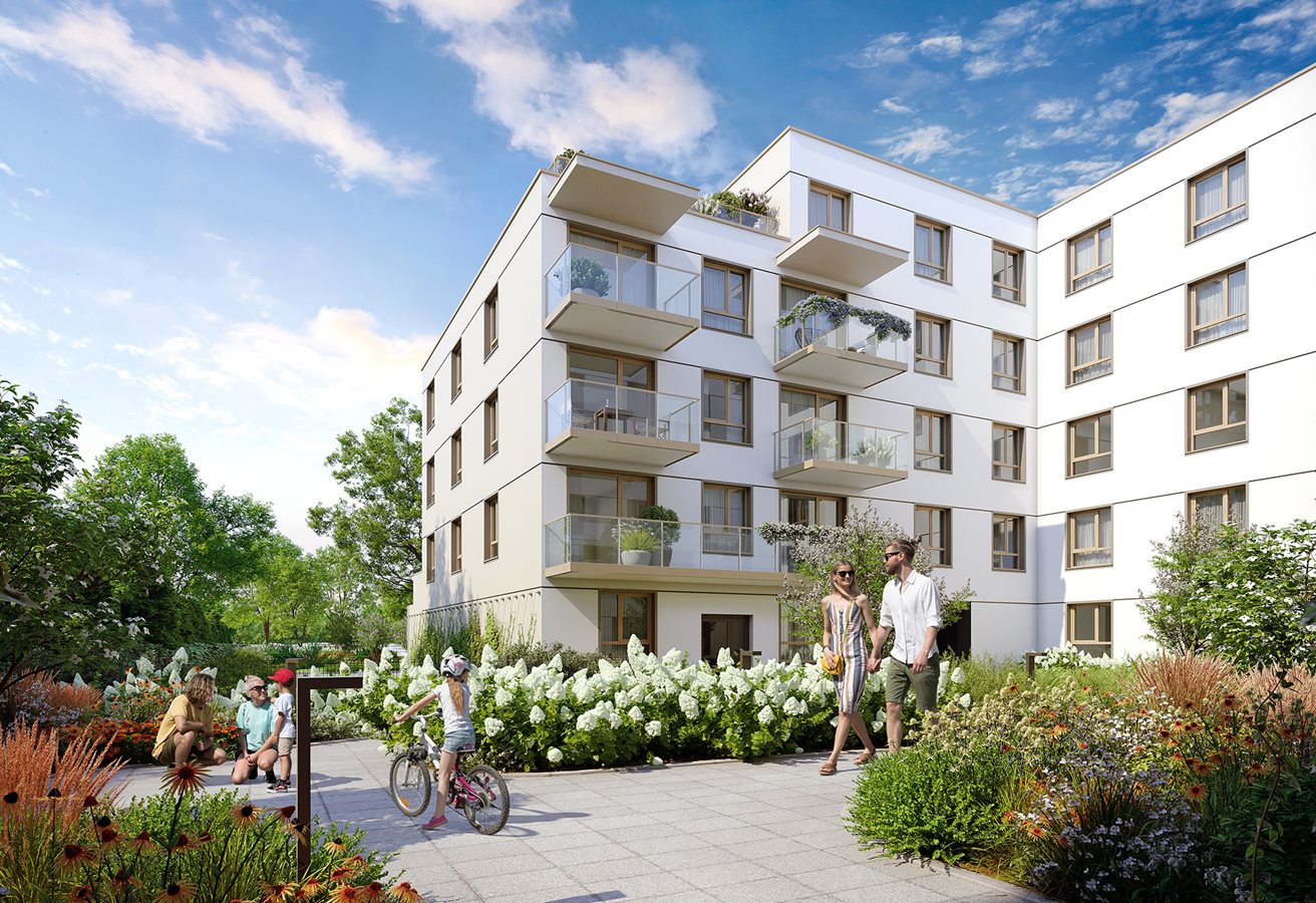 Osiedle Myśliborska - widok na dziedziniec przy budynku A