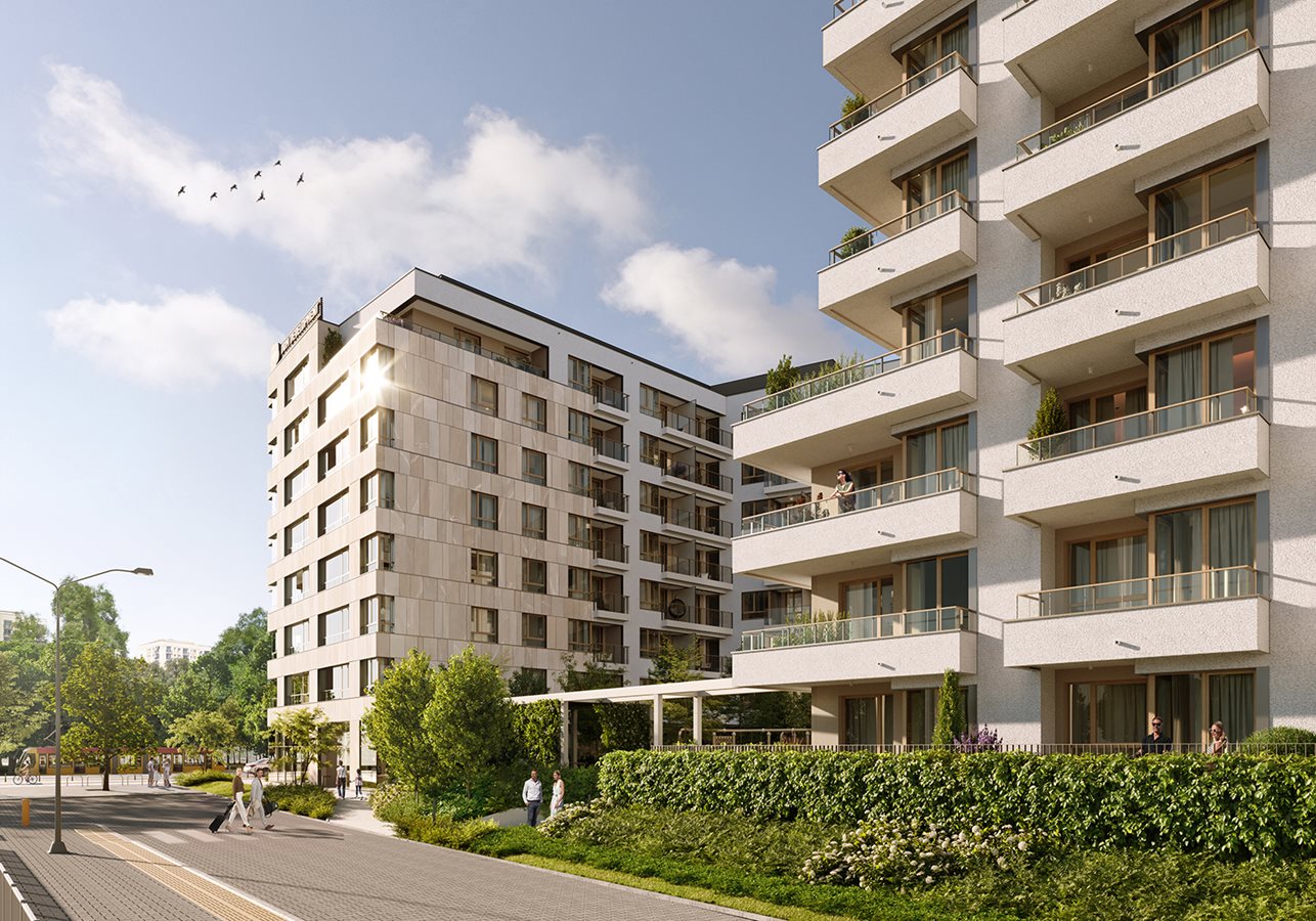 Apartamenty Metro Wilanowska - Widok od strony pętli autobusowej