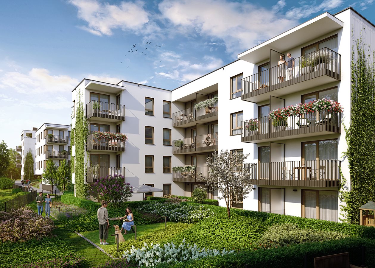 Osiedle Wilno 8 etap 1 - Widok na zieleń przy budynku B