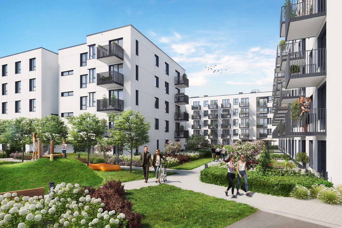 Osiedle przy Alejach - Etap 2 - Widok na budynki i zielone patio