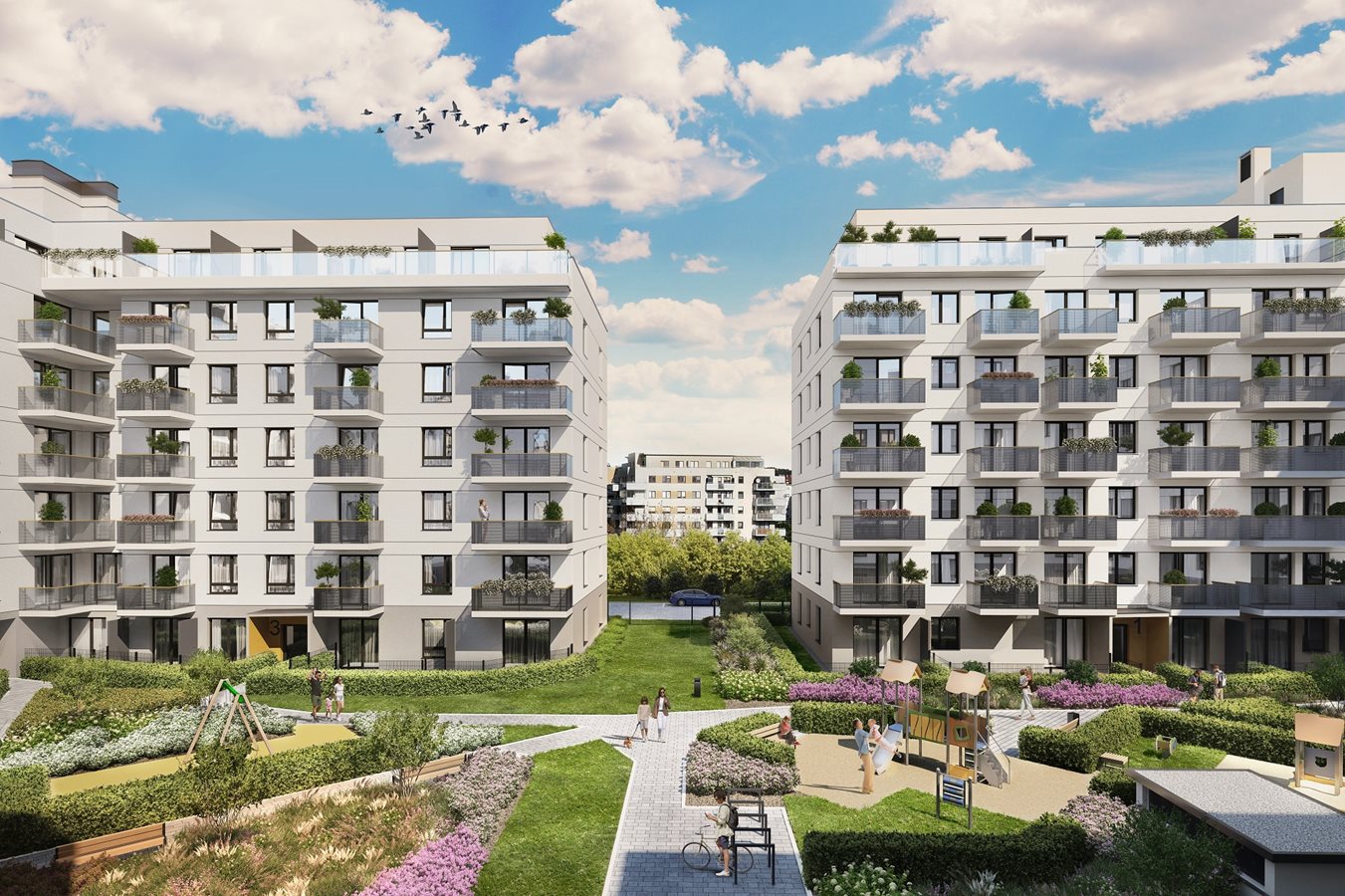 Osiedle przy Ryżowej - Widok na zielone patio budynków A i B