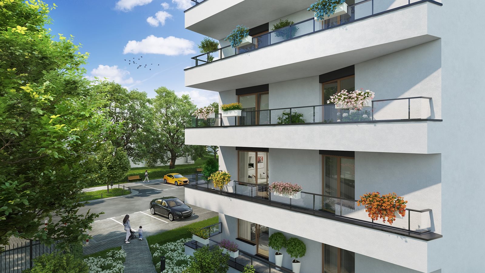 Apartamenty Literacka - Widok na balkony w budynku A