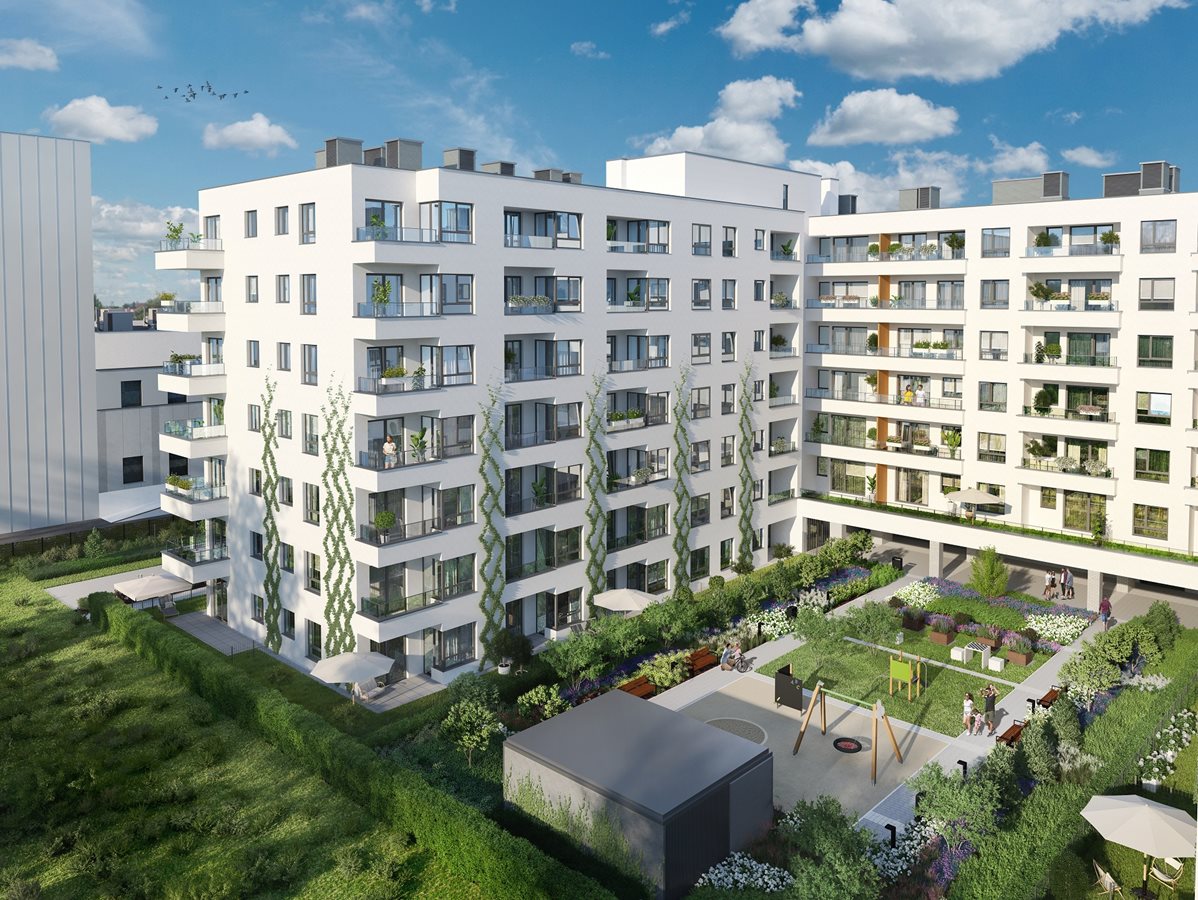 Osiedle Urbino - Etap 1.3 - Widok na budynek C od strony zielonego patio