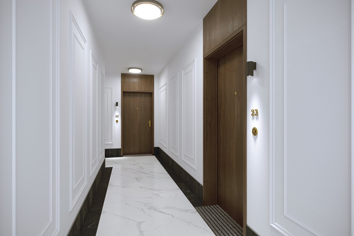 Apartamenty Park Matecznego - Widok na hall powtarzalny w budynku A