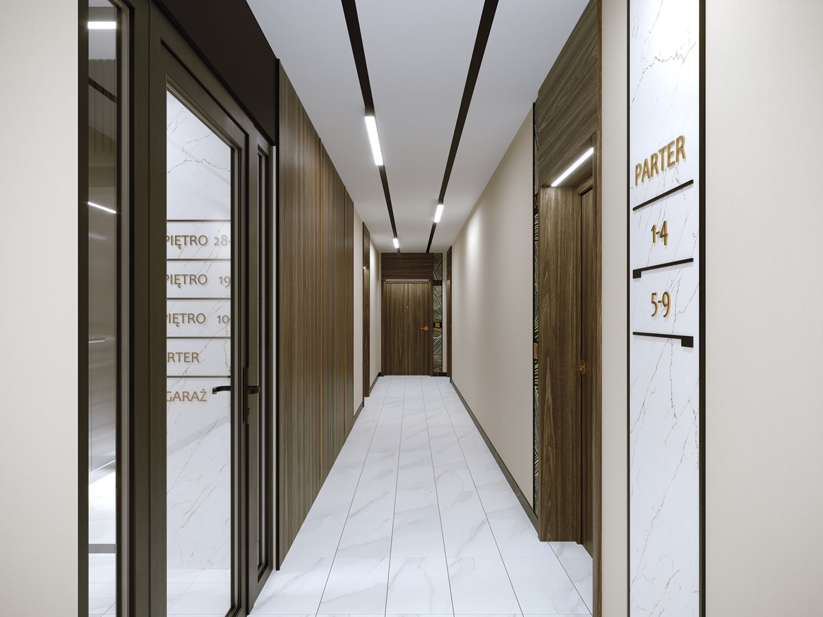 Apartamenty Kamieńskiego - Widok na hall powtarzalny 