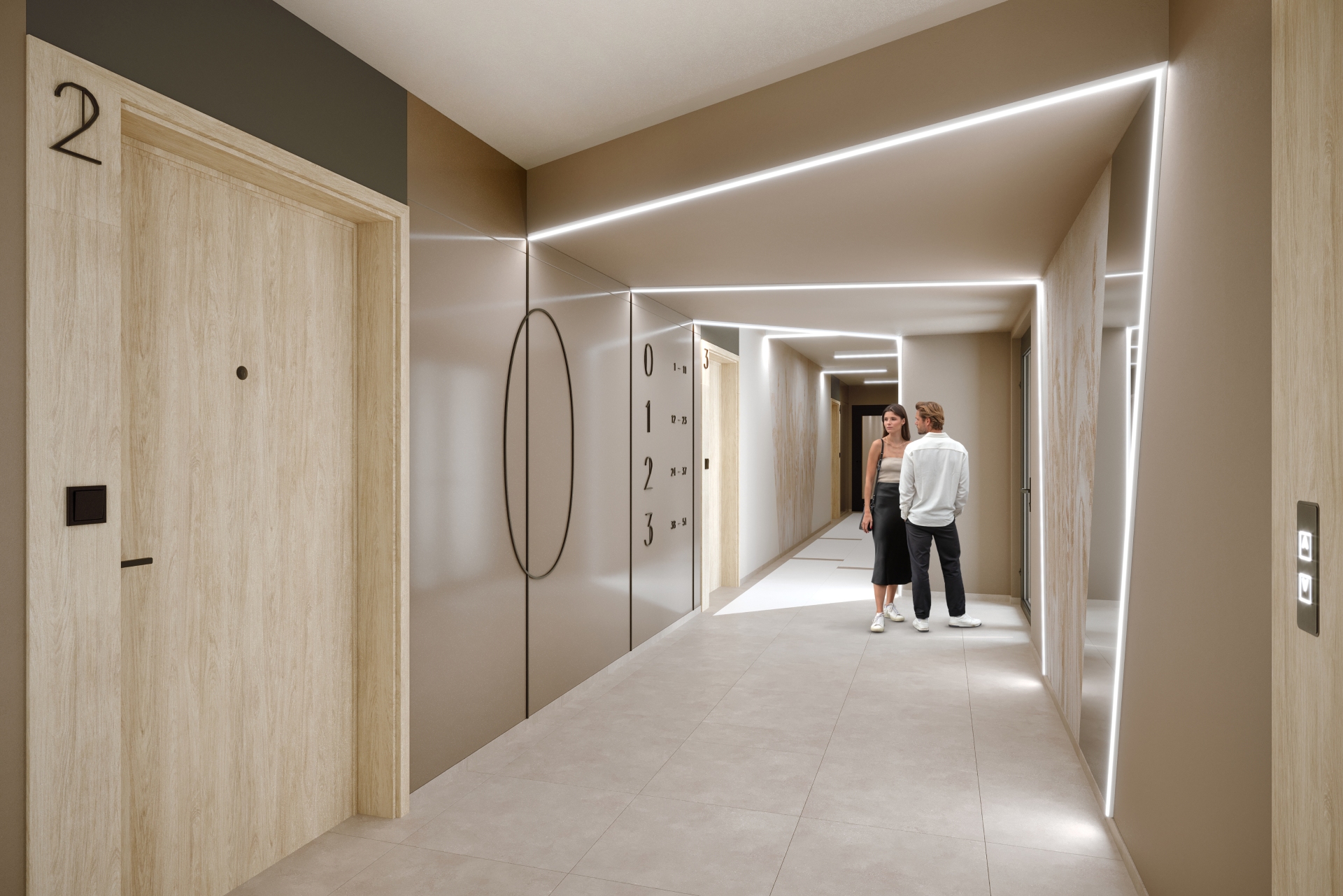 Osiedle Arkadia - Etap 1.1 - Przykładowa aranżacja hall'u w budynku B2