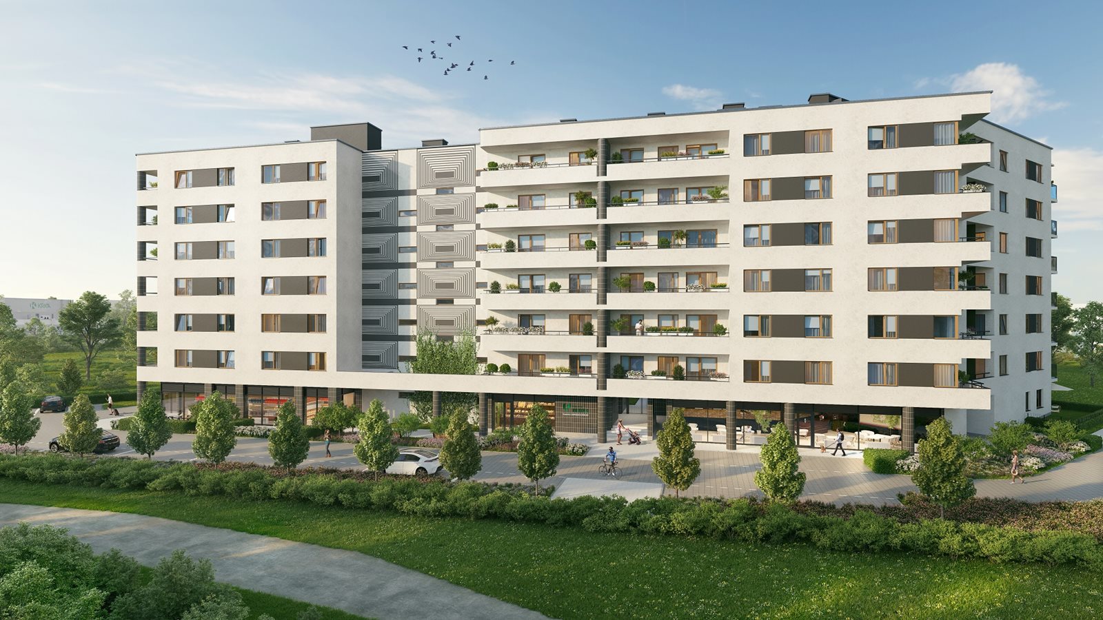 Osiedle Urbino Etap 2.1 - Widok na elewację budynku A