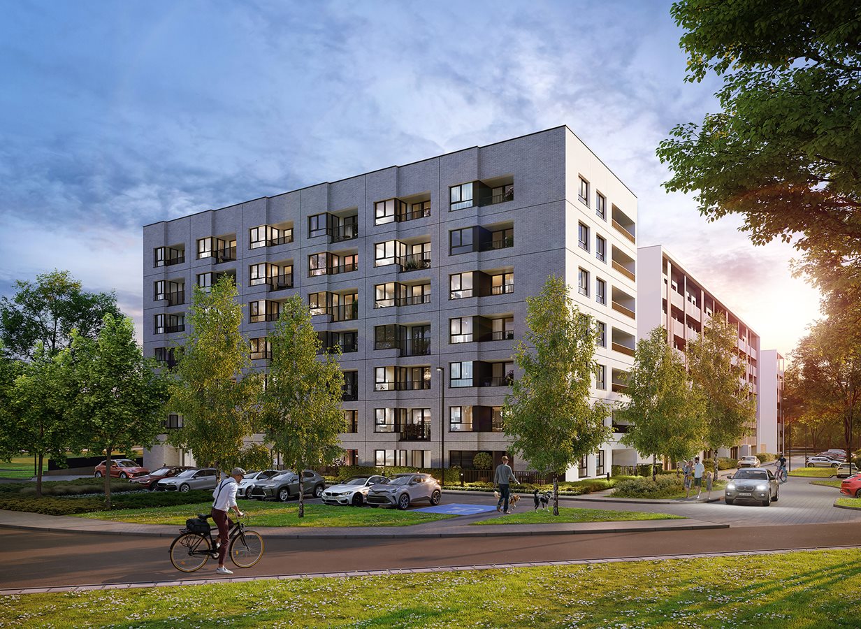 29 Aleja - Widok na budynek od al. 29 Listopada - wieczór