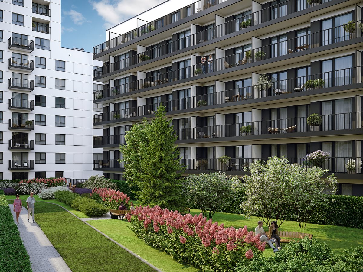 29 Aleja - Widok na zielony dziedziniec przy budynku E