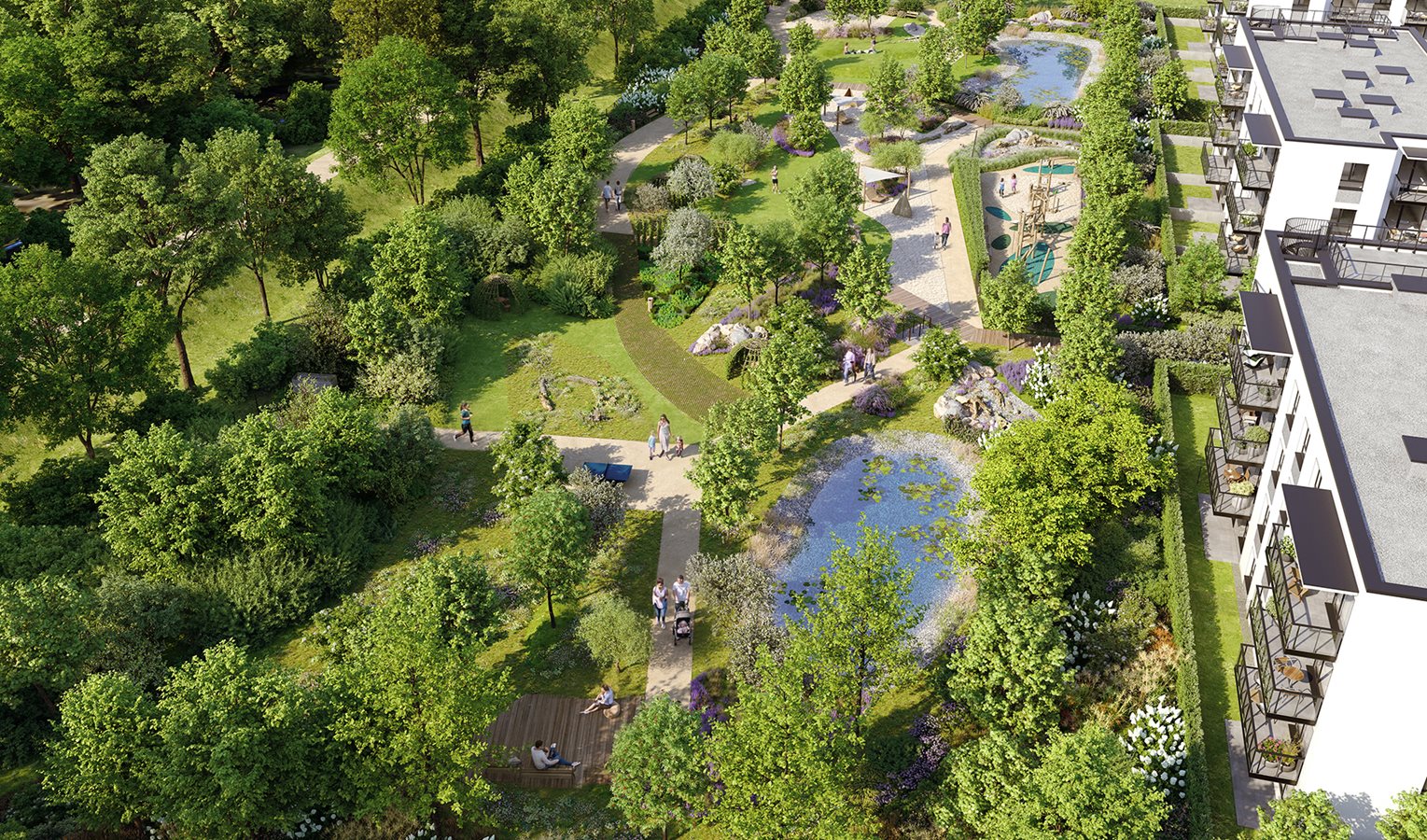 Apartamenty Myśliborska Park - widok na prywatny park