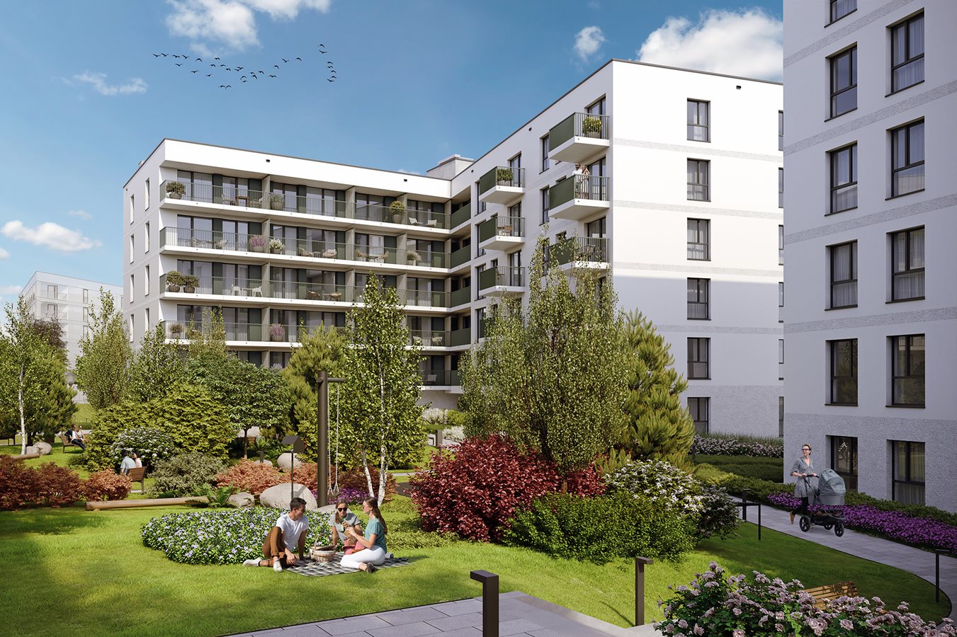 Osiedle Górka Narodowa - Etap 5_1 - Widok na zielony dziedziniec