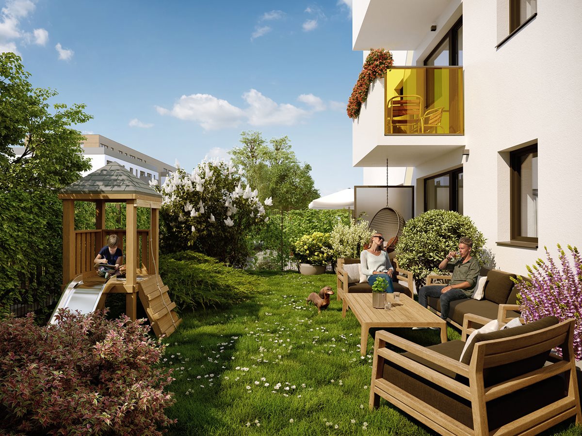 Osiedle Komedy - Etap 2, widok na ogródek