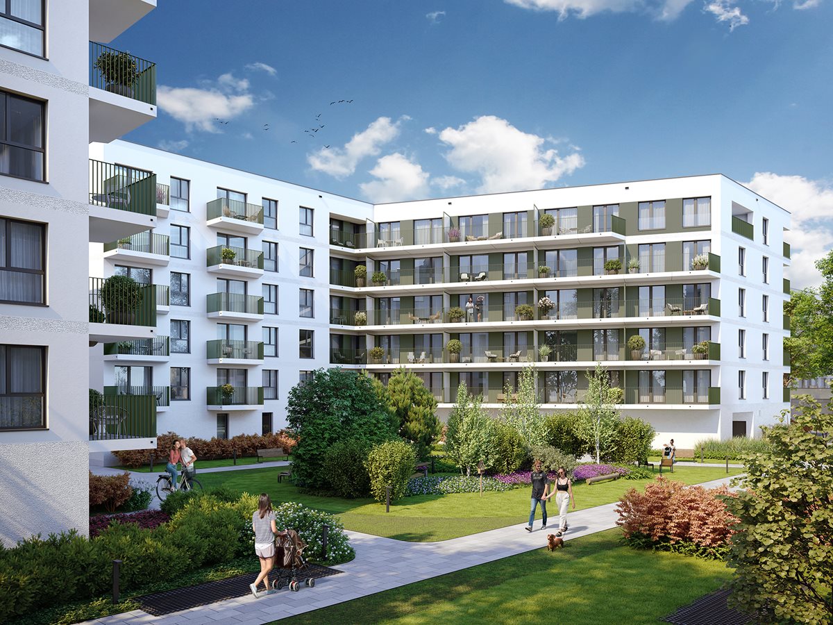 Osiedle Górka Narodowa Etap 5_3 Widok na budynek E od strony dziedzińca