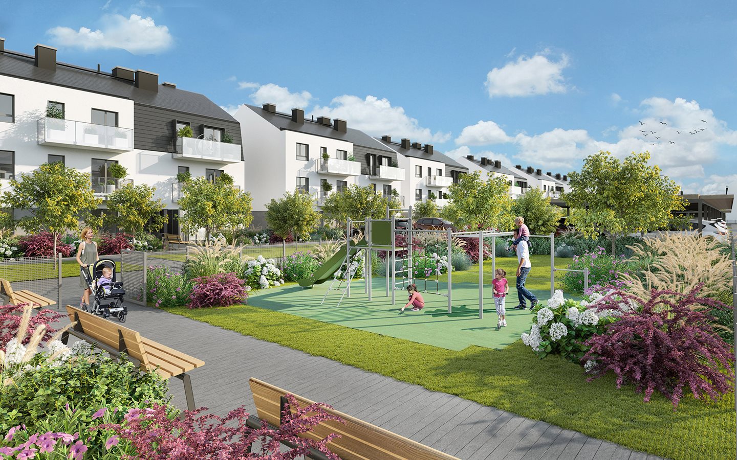 Apartamenty Ołtaszyn - Widok na budynki i plac zabaw