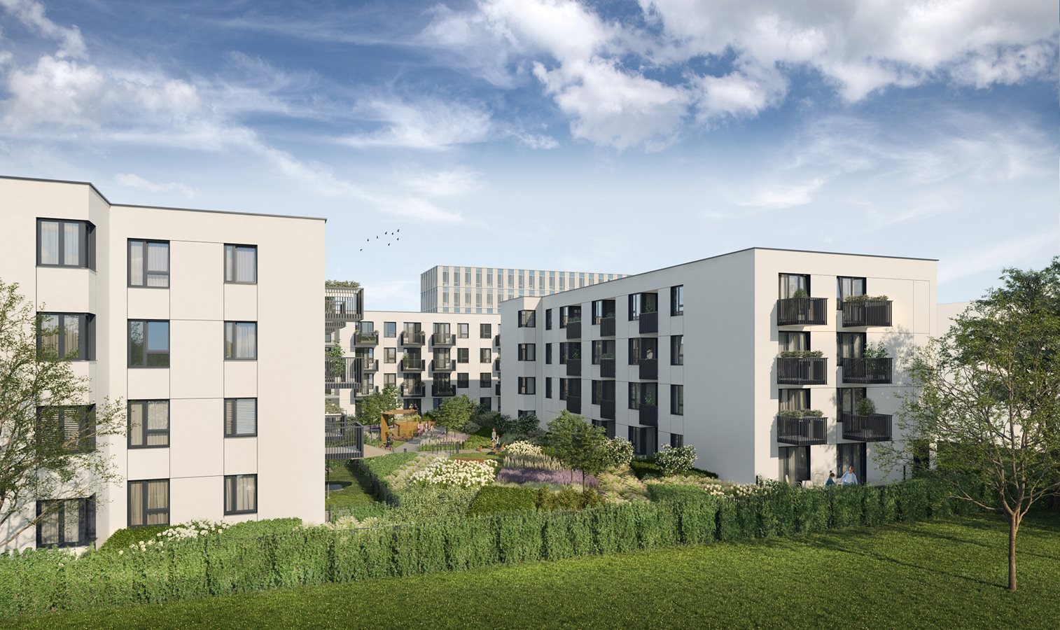 Osiedle przy Alejach - Widok na budynki od strony patio