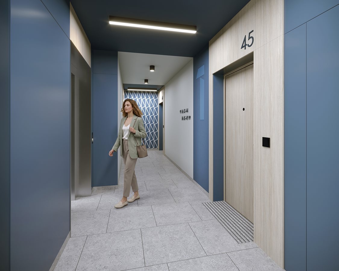 Osiedle przy Wielickiej - Widok na korytarz w budynku B