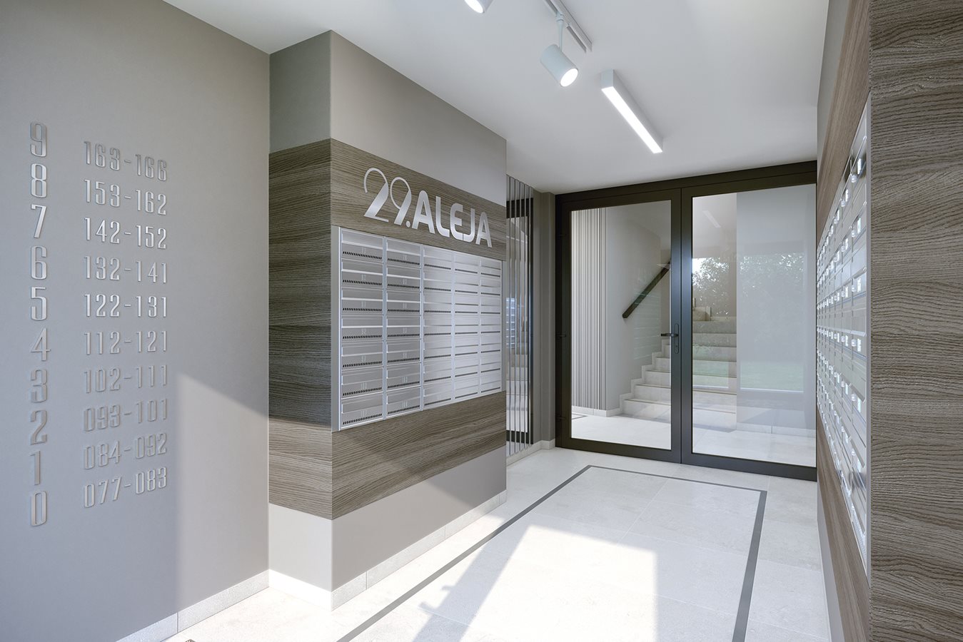 29 Aleja - Wizualizacja części wspólnych - Wejście do klatki w budynku E