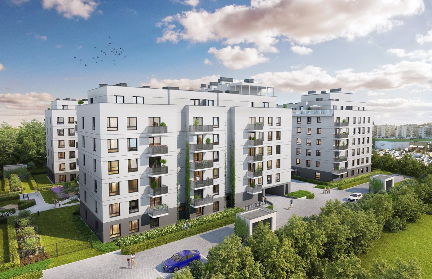 Osiedle przy Ryżowej - Widok na elewacje budynków B i C