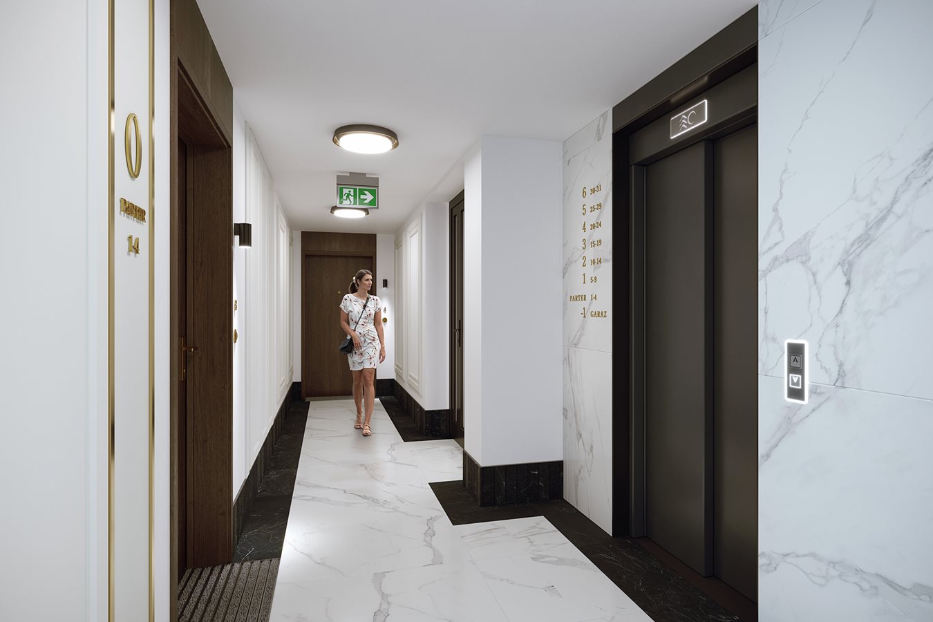 Apartamenty Park Matecznego - Widok na hall z windą w budynku C