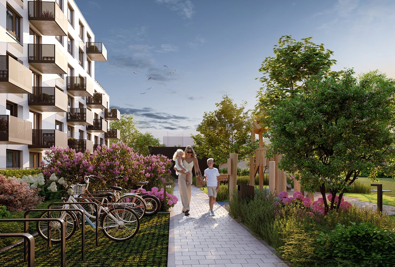 Osiedle Przy Forcie - Widok na części wspólne i plac zabaw