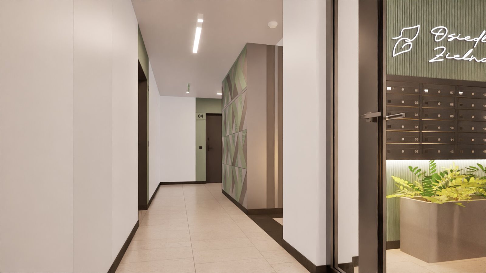 Osiedle Zielna - Etap 4.2, korytarz na parterze