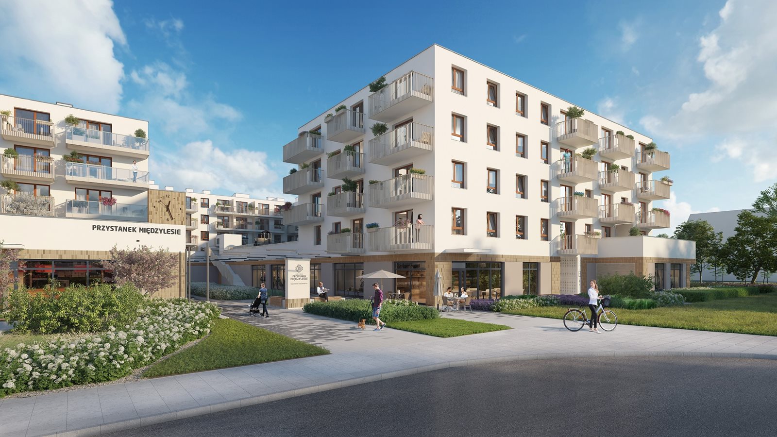 Osiedle Przystanek Międzylesie - Widok na pasaż z zegarem