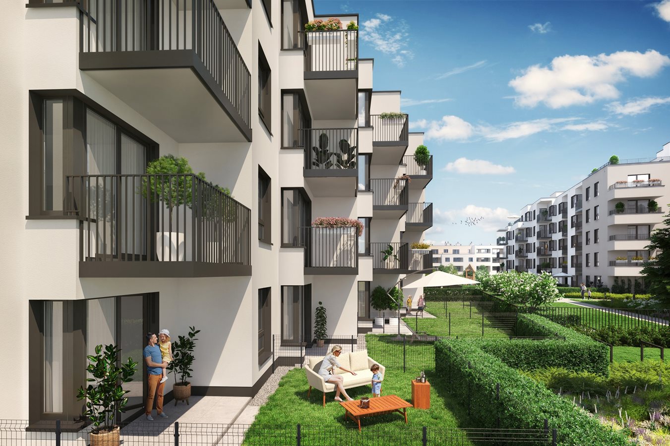 Osiedle Wilno 7 etap 3 - Widok na ogródki przy budynku C