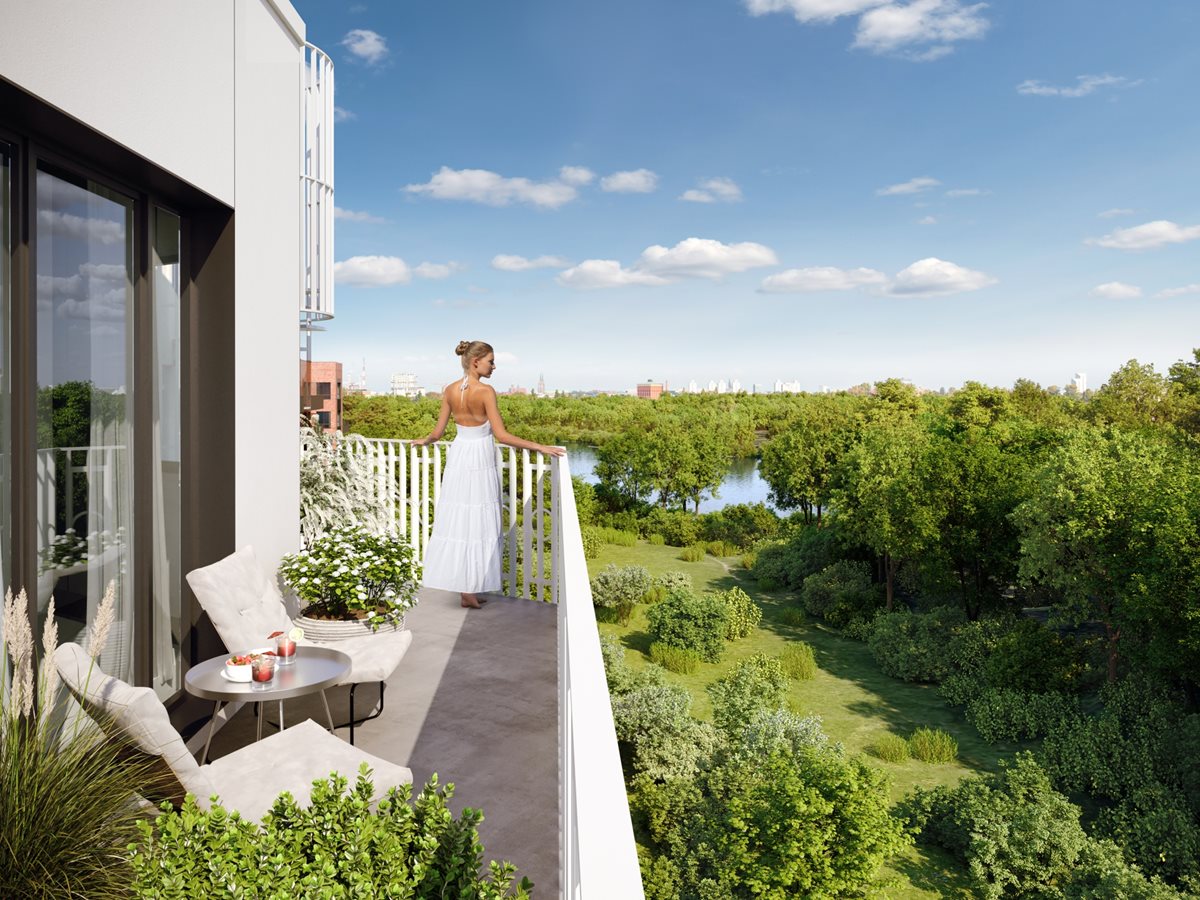 Apartamenty nad Oławką - widok z tarasu na rzekę