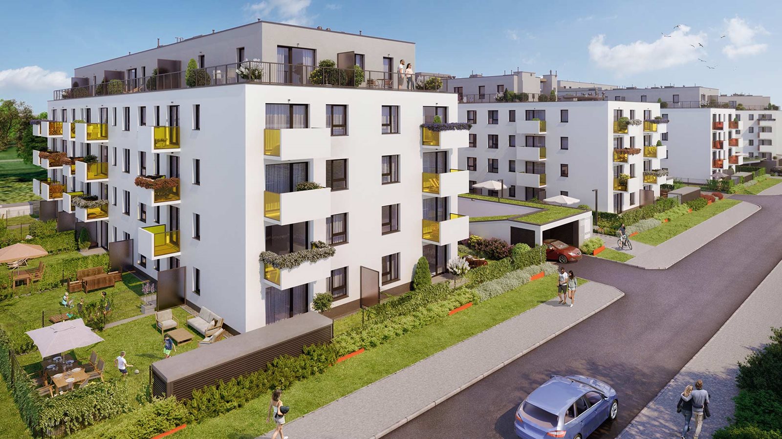 Osiedle Komedy - Etap 1, widok na elewację od strony ul. Artemskiej