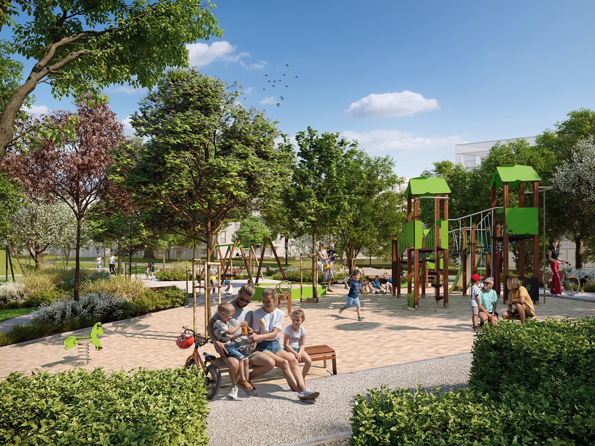 Osiedle Mieszkaniowe Górka Narodowa - Widok na teren rekreacyjny od ul. Banacha