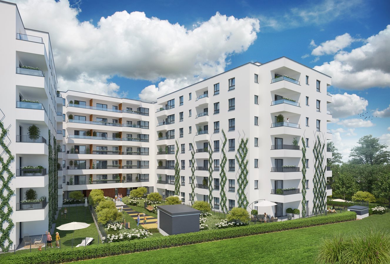Osiedle Urbino - Etap 1, budynek A - Widok na budynek od strony dziedzińca
