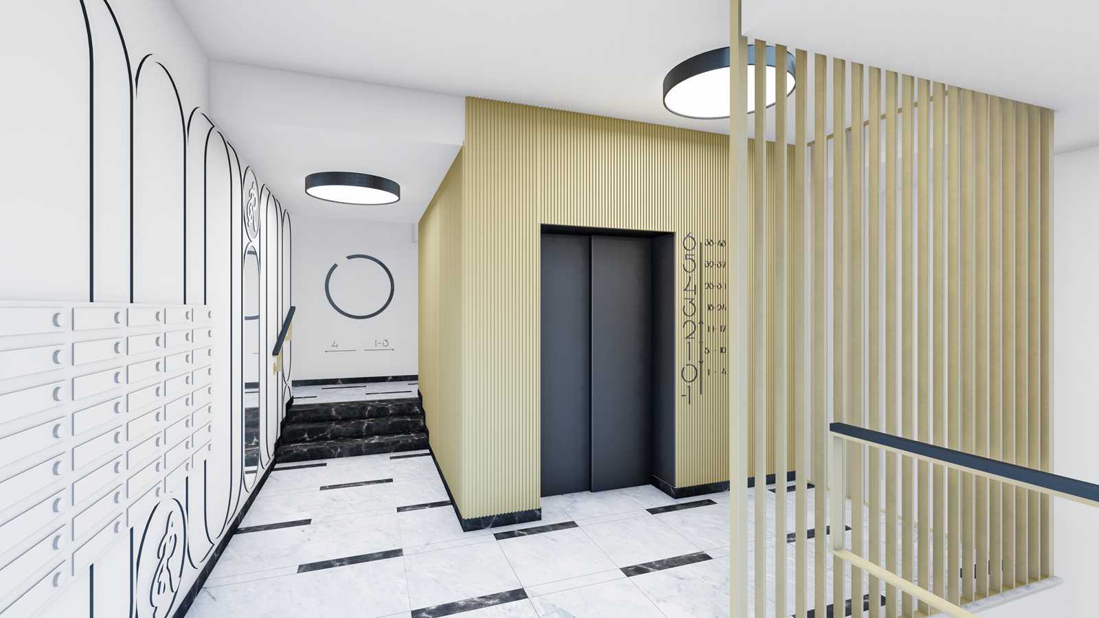 Osiedle Rapsodia - przykładowa aranżacja hall'u w budynku