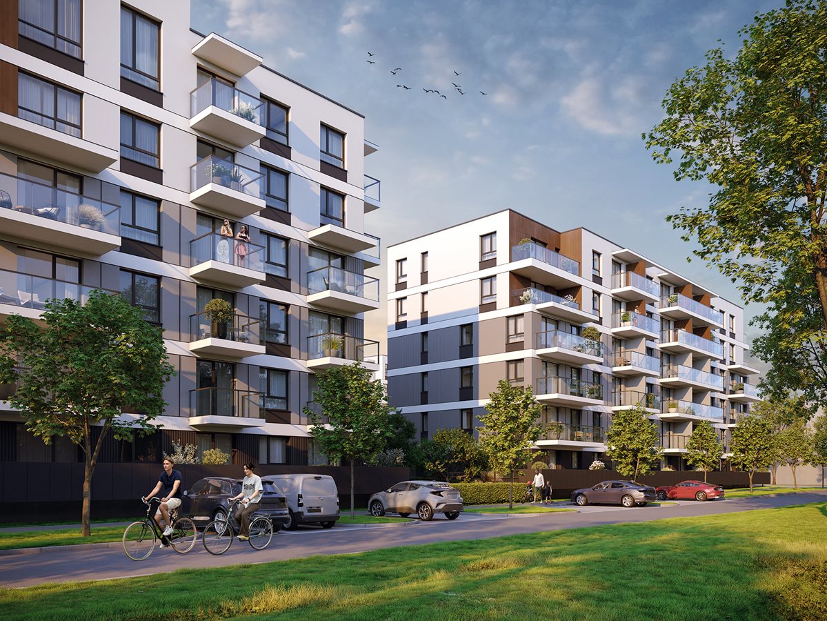 Apartamenty Beethovena - Widok na budynki A i B - wieczorna
