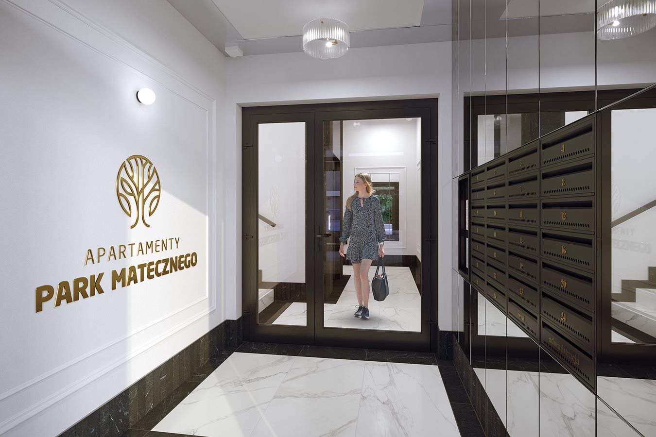 Apartamenty Park Matecznego - Widok na hall na parterze budynku B