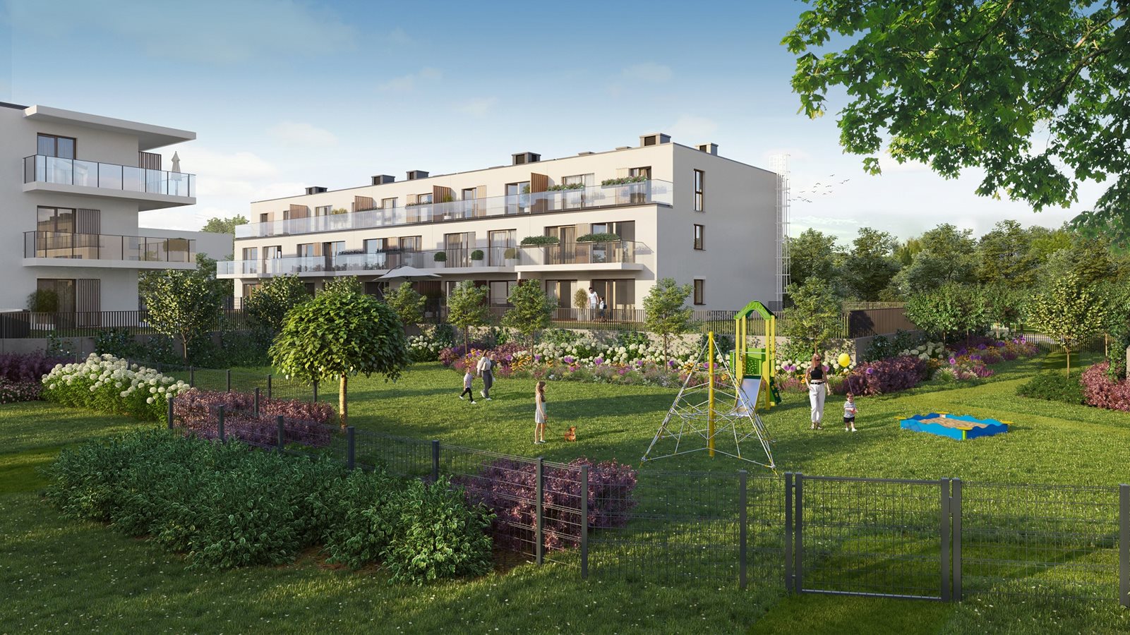 Apartamenty Białej Koniczyny - Widok na zielone patio